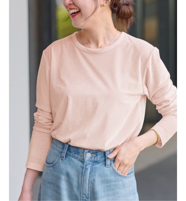 JOURNAL STANDARD relume「シアーベロアクルーネックロングTEE」|Tシャツ・カットソー|ピンク
