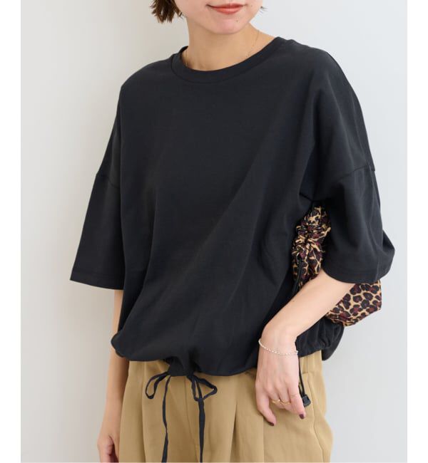 JOURNAL STANDARD relume「《追加3》ギャザーヘムショートスリーブTシャツ」|Tシャツ・カットソー|ブラック
