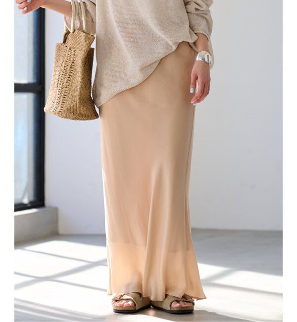 FRAMeWORK「≪追加≫シルキーキュプラバイアススカート2」|スカート|ピンク