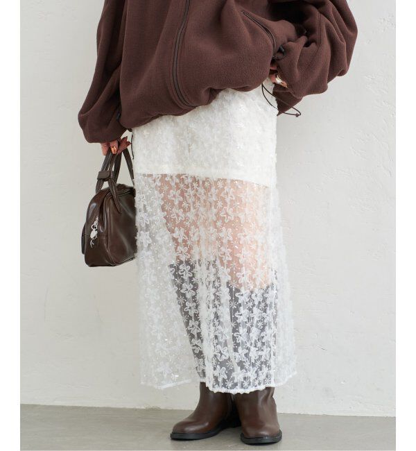 U by SPICK&SPAN「フラワーチュールシアースカート」|スカート|