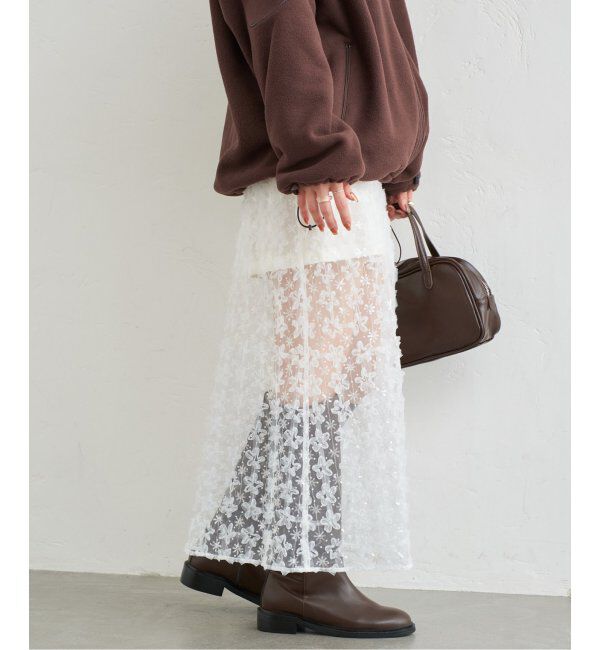 U by SPICK&SPAN「フラワーチュールシアースカート」|スカート|