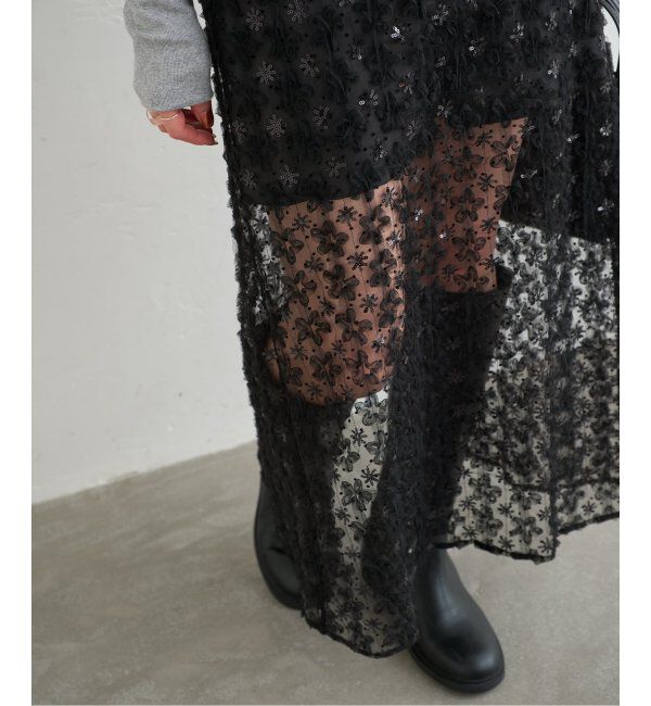 U by SPICK&SPAN「フラワーチュールシアースカート」|スカート|