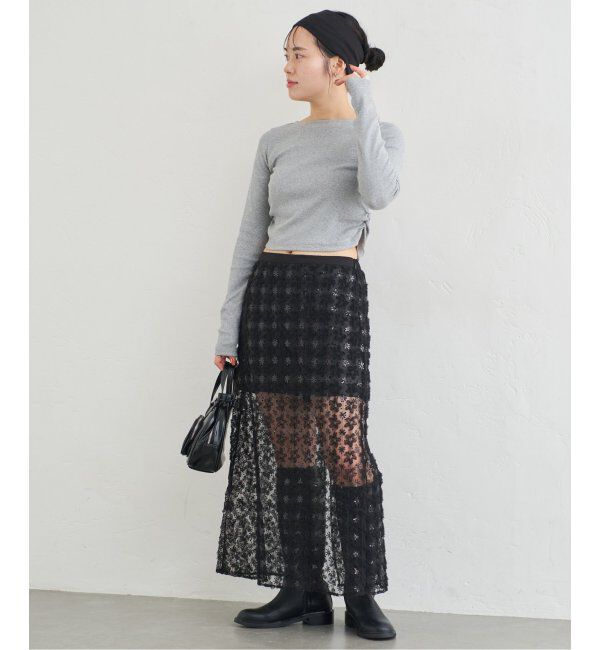 U by SPICK&SPAN「フラワーチュールシアースカート」|スカート|