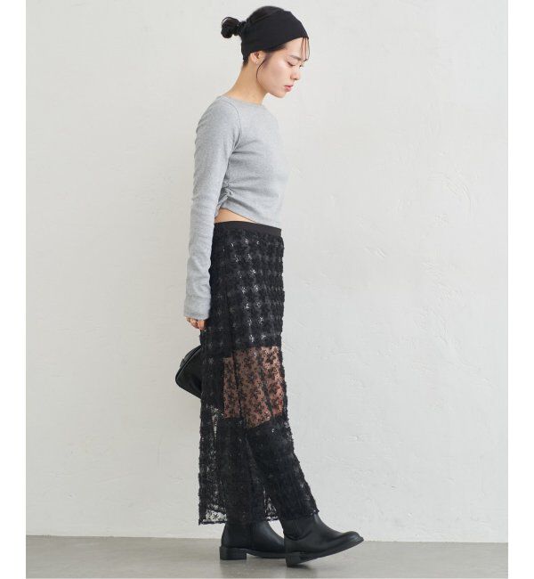 U by SPICK&SPAN「フラワーチュールシアースカート」|スカート|