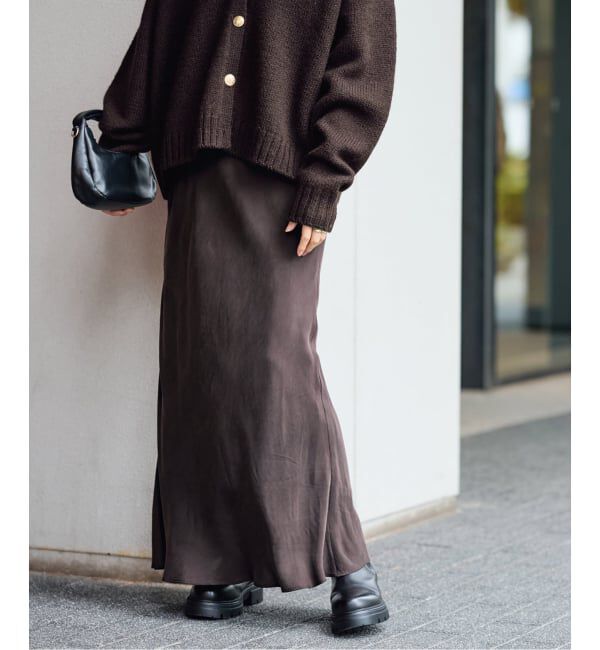 FRAMeWORK「≪追加≫シルキーキュプラバイアススカート 2」|スカート|ブラウン