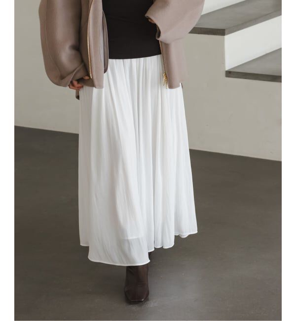NOBLE「割線シフォンギャザースカート」|スカート|ホワイト