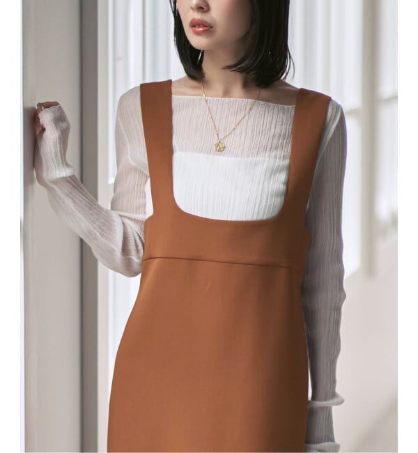 NOBLE「ラフィネダブルクロスソフトスクエアワンピース」|ワンピース|