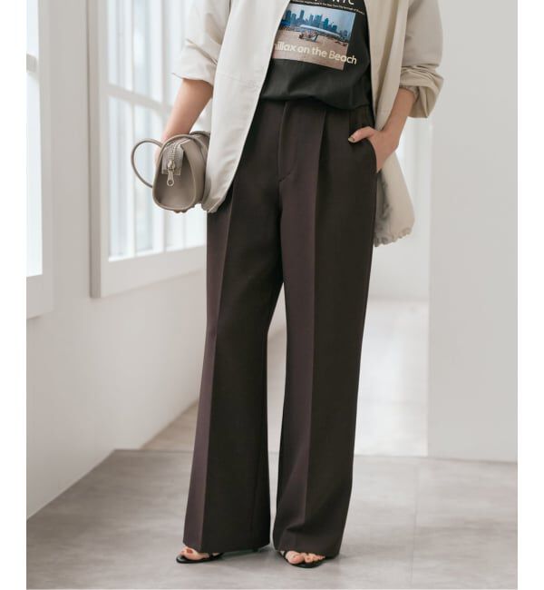 Spick and Span「《追加》ダブルクロスツータックパンツ」|スラックス|