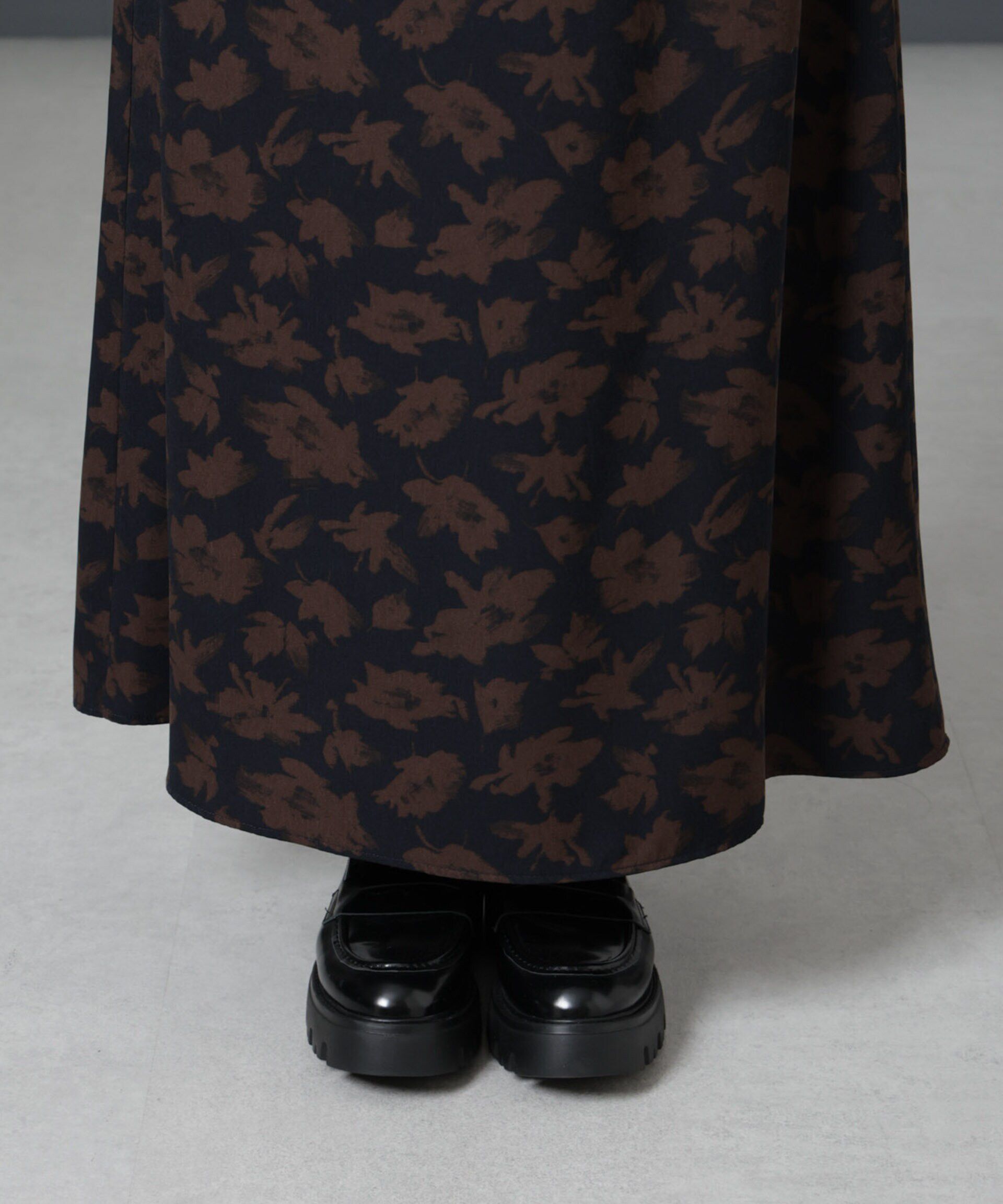 nano･universe「フラワープリントマキシスカート」|スカート|