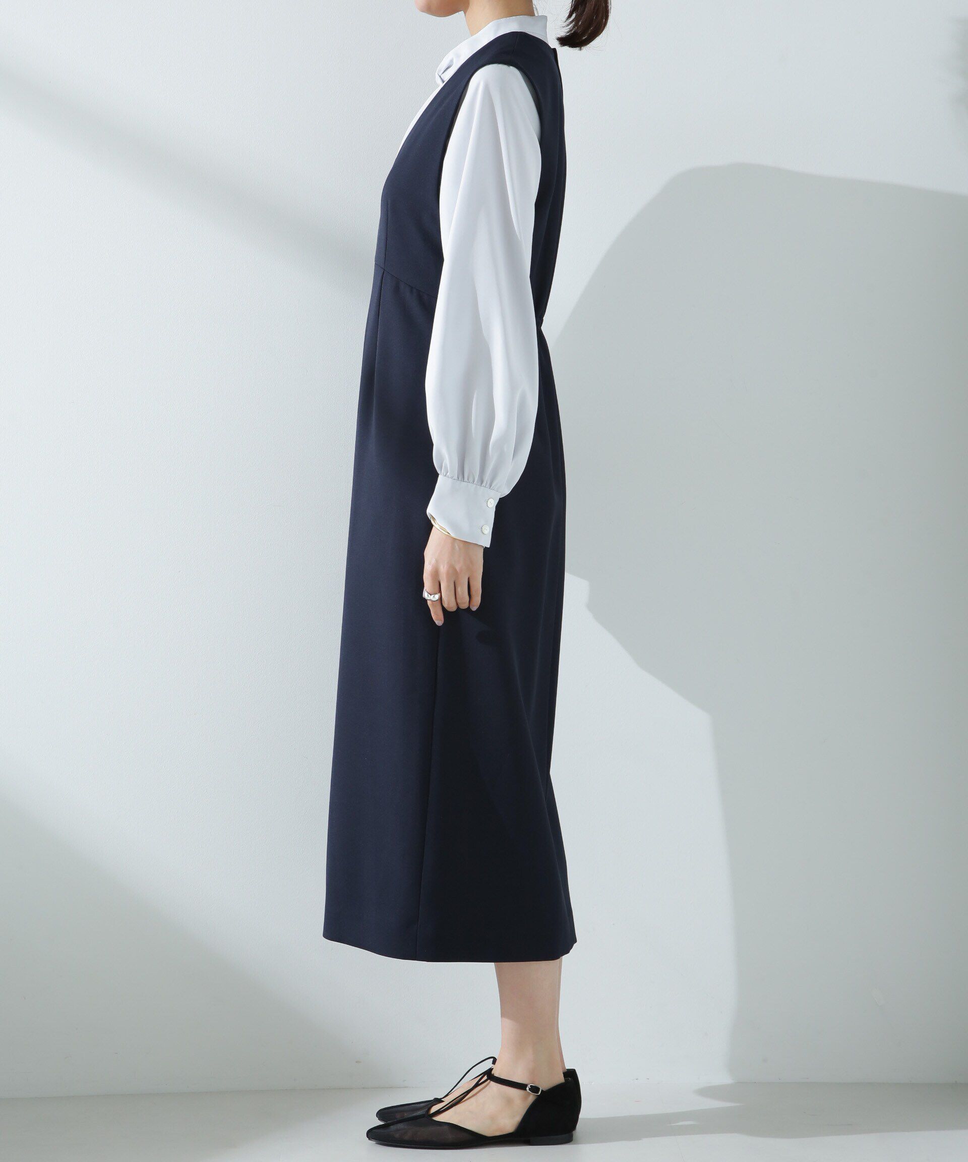nano･universe「デイリーファンクション Vネックタックワンピース(セットアップ可)」|ワンピース|