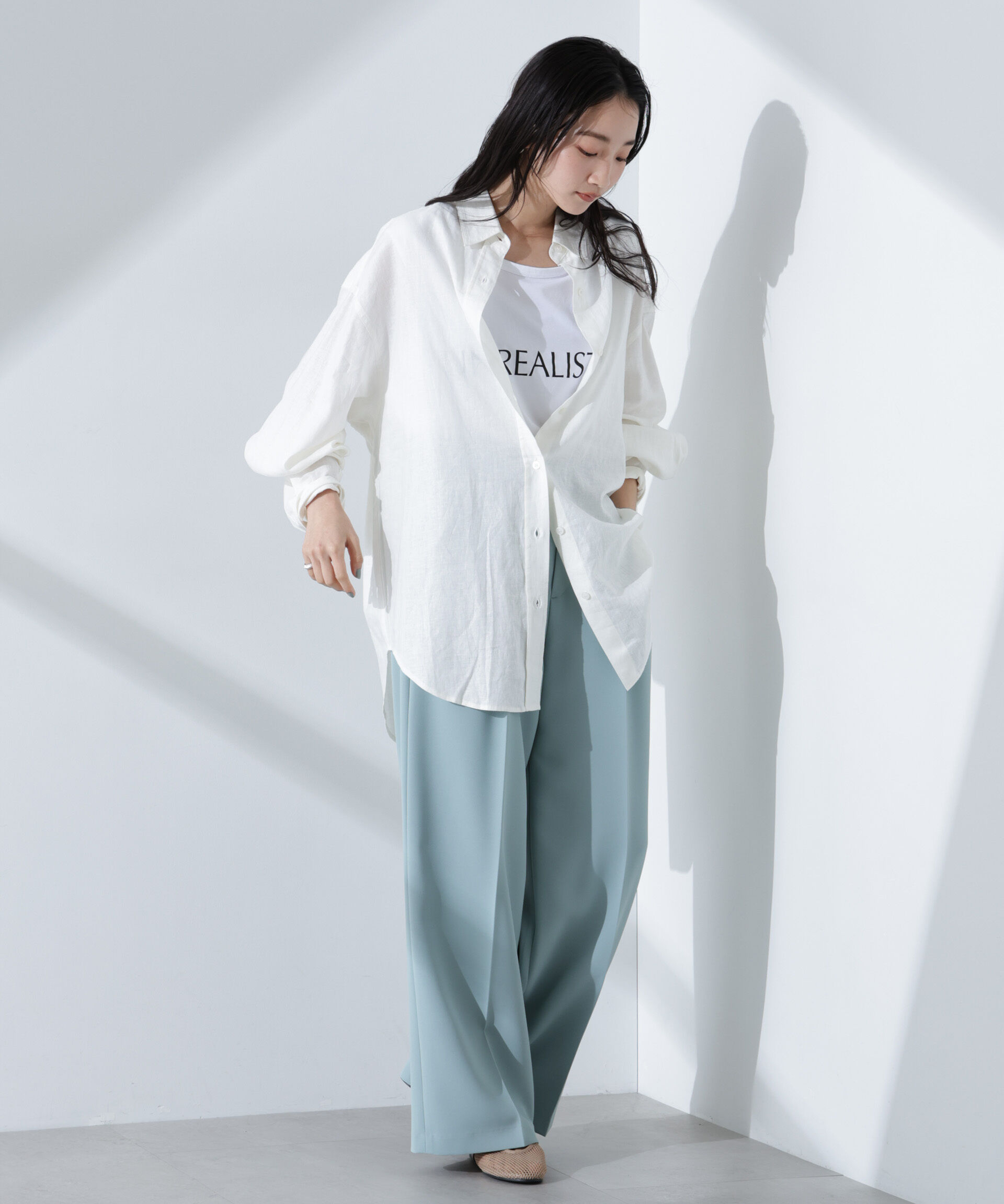 nano･universe「Anti Smell Linen ベーシックワイドシャツ」|シャツ・ブラウス|