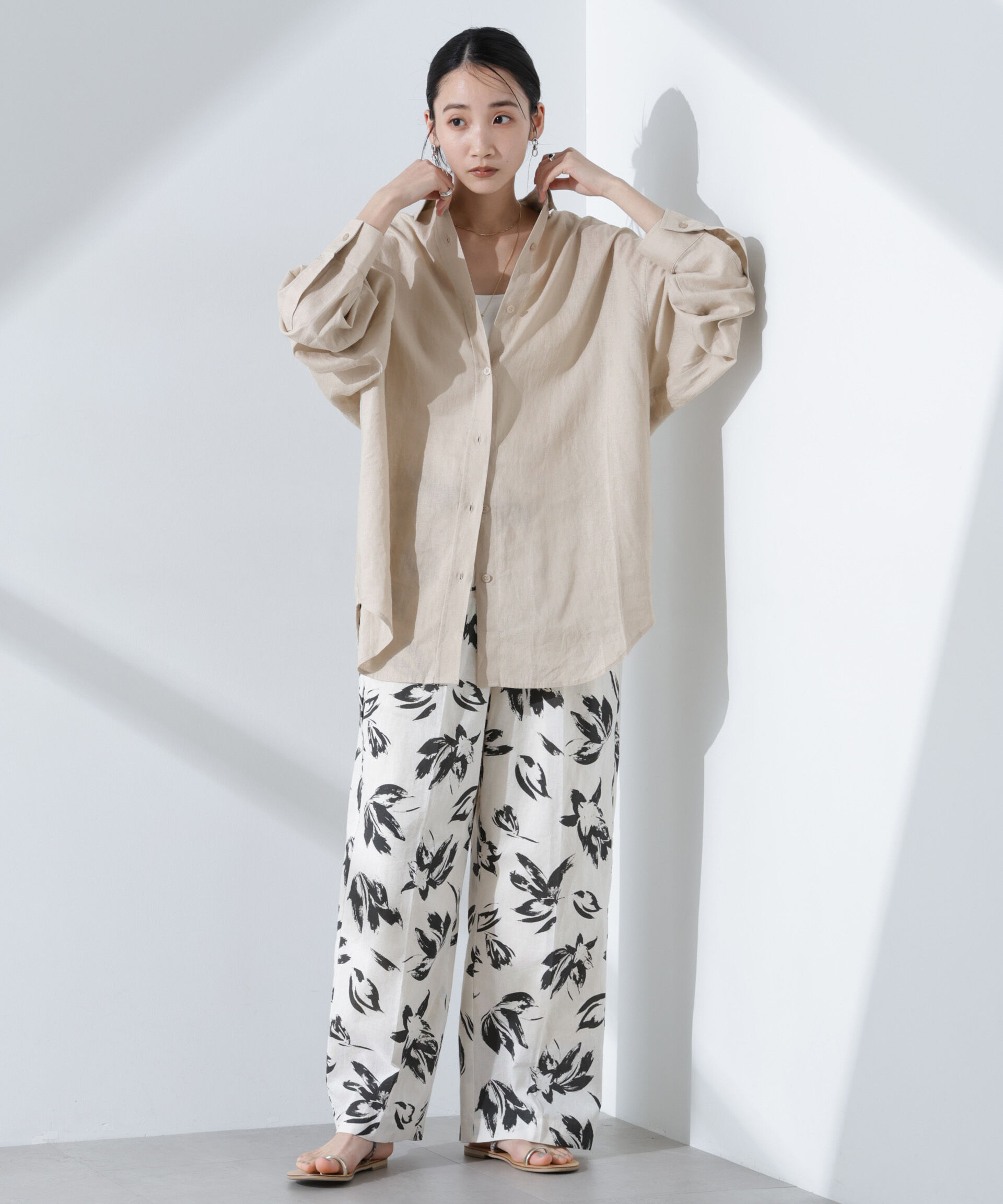 nano･universe「Anti Smell Linen ベーシックワイドシャツ」|シャツ・ブラウス|