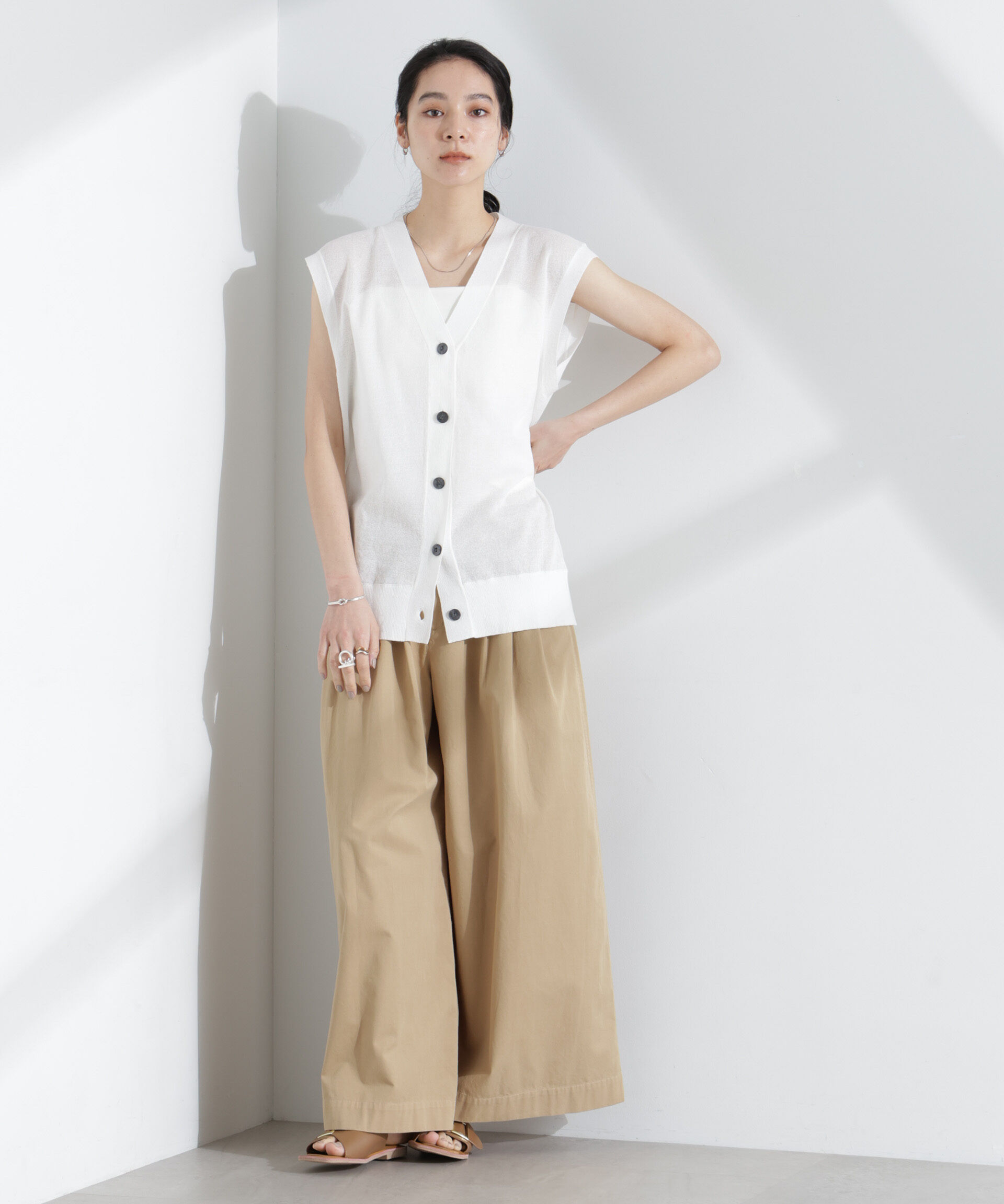 nano･universe「シアーミラノリブニットベスト」|ニット・セーター|