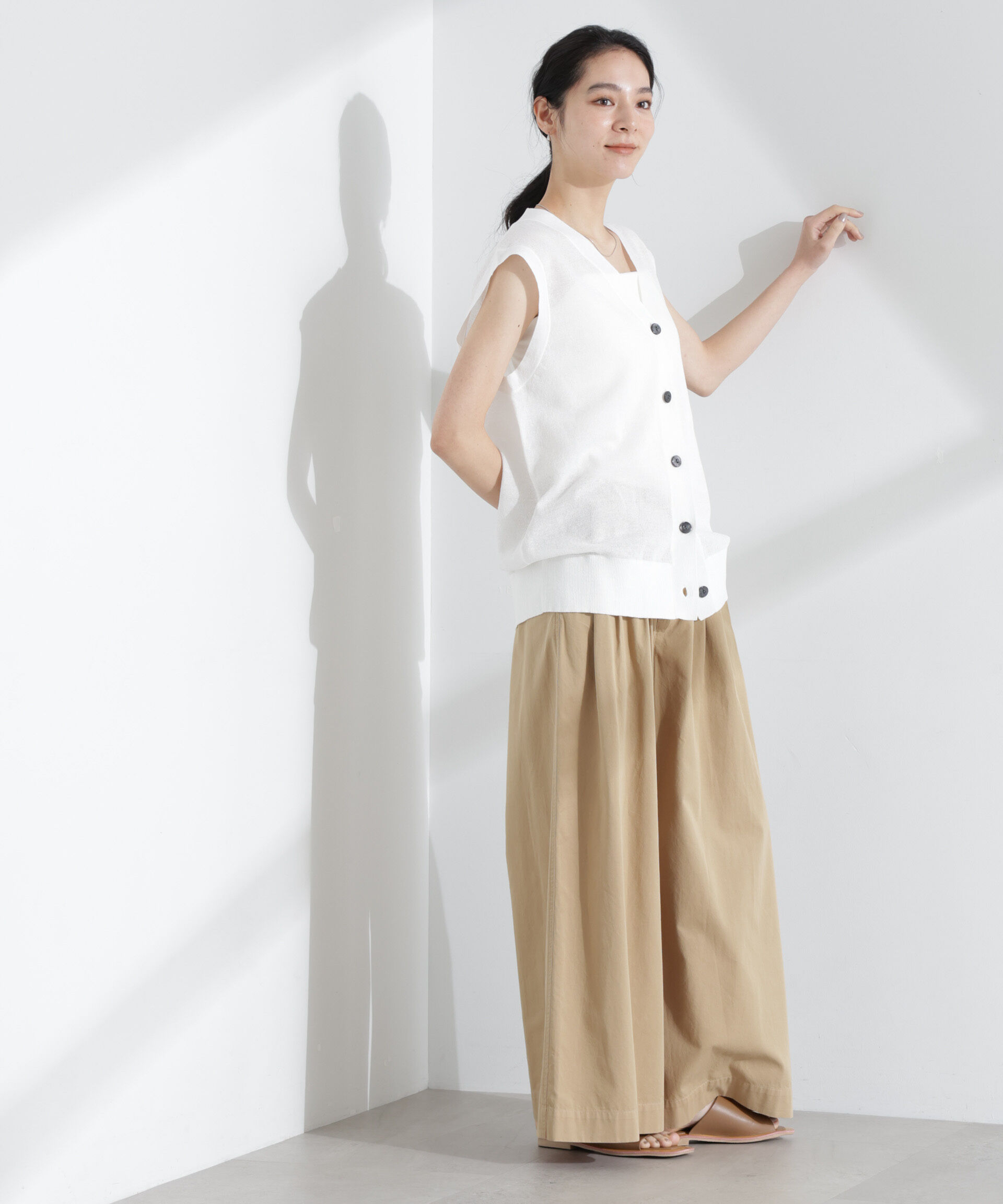 nano･universe「シアーミラノリブニットベスト」|ニット・セーター|