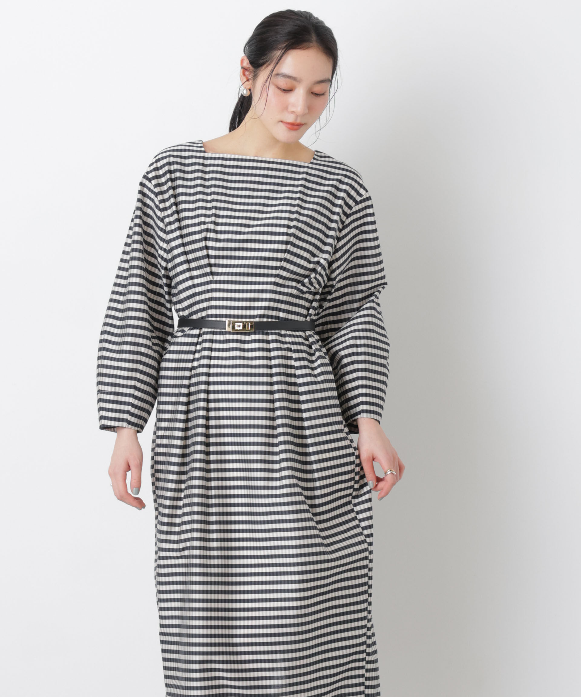 nano･universe「コンストラクテッドシェイプチェックワンピース」|ワンピース|