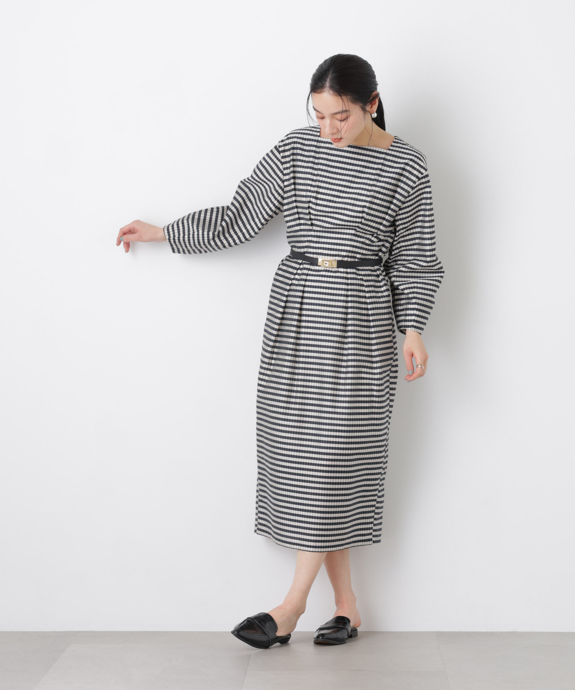 nano･universe「コンストラクテッドシェイプチェックワンピース」|ワンピース|