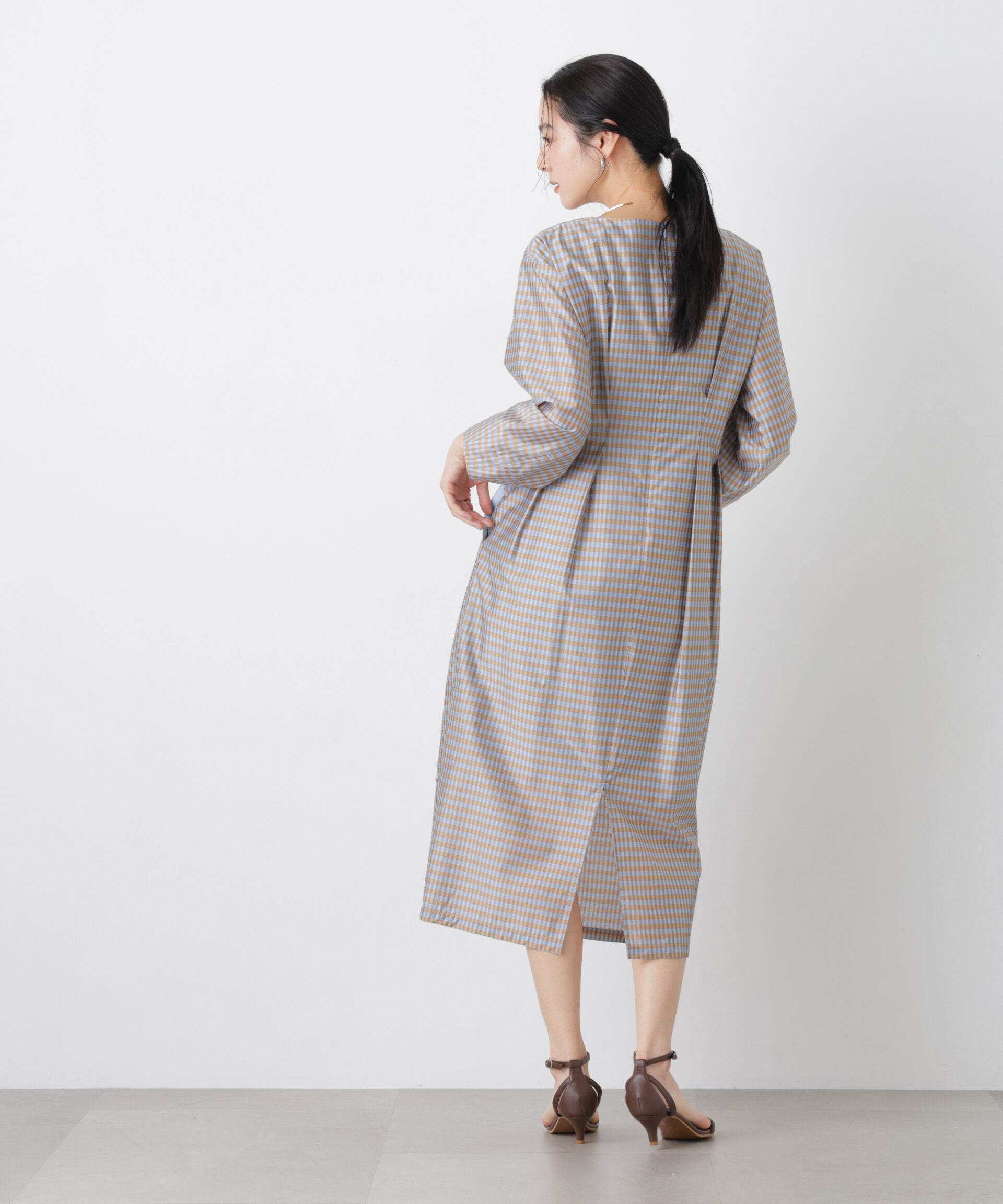 nano･universe「コンストラクテッドシェイプチェックワンピース」|ワンピース|