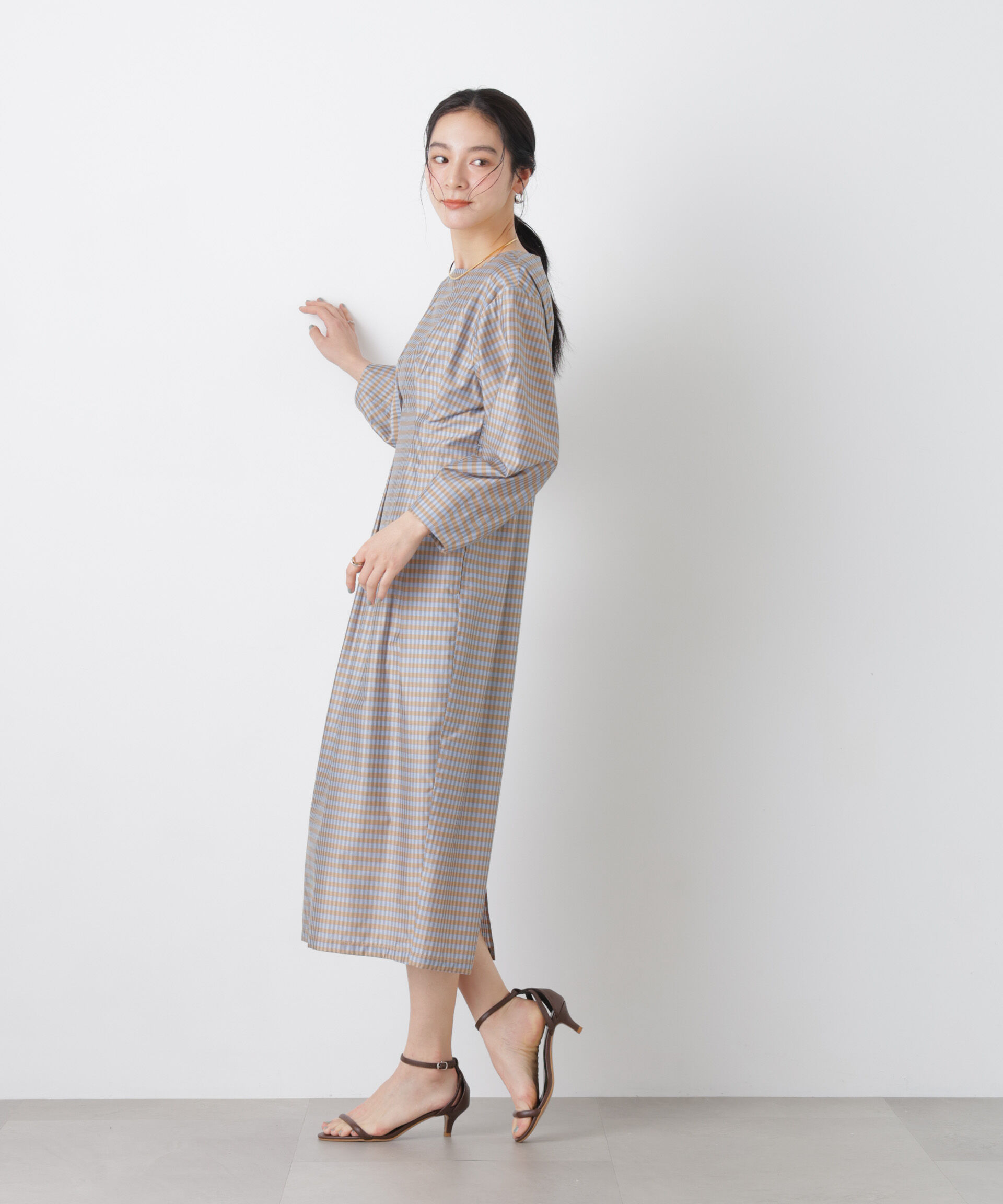 nano･universe「コンストラクテッドシェイプチェックワンピース」|ワンピース|