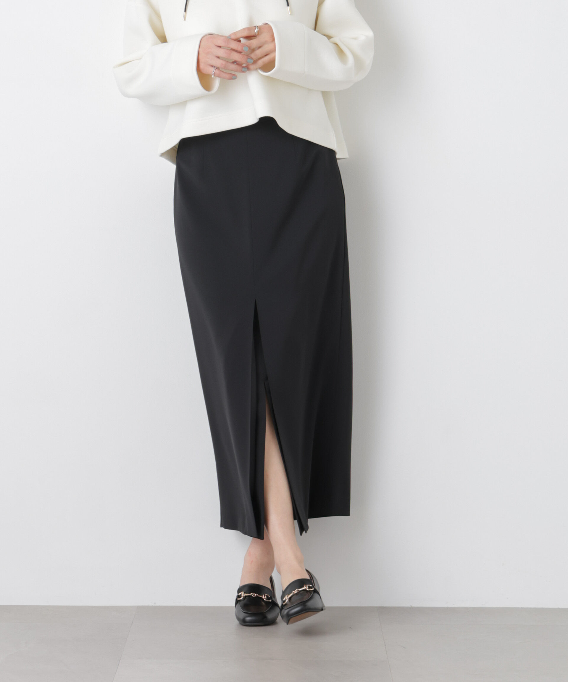 nano･universe「ハイツイストドライタックスリットロングスカート(セットアップ可)」|スカート|