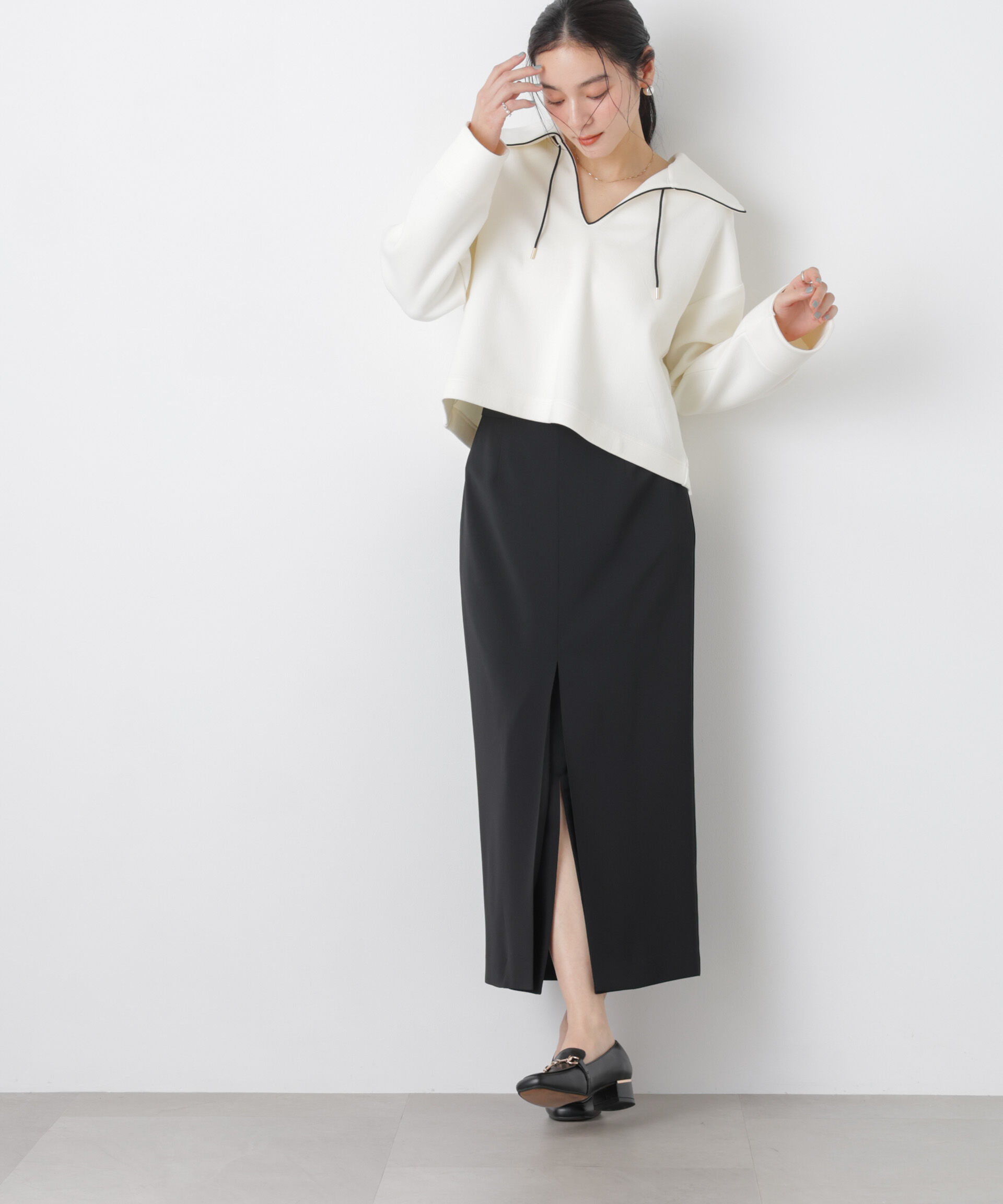 nano･universe「ハイツイストドライタックスリットロングスカート(セットアップ可)」|スカート|