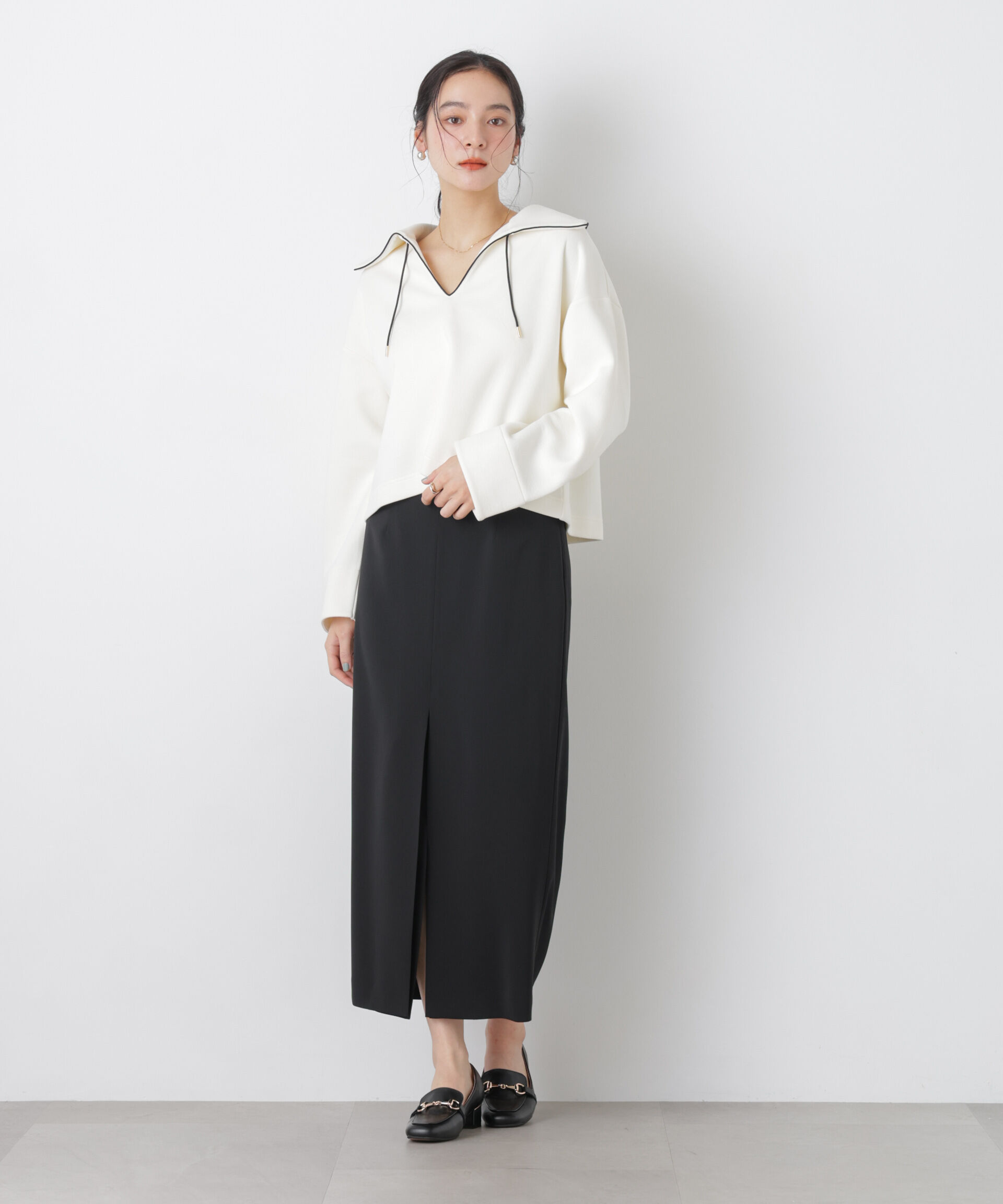 nano･universe「ハイツイストドライタックスリットロングスカート(セットアップ可)」|スカート|