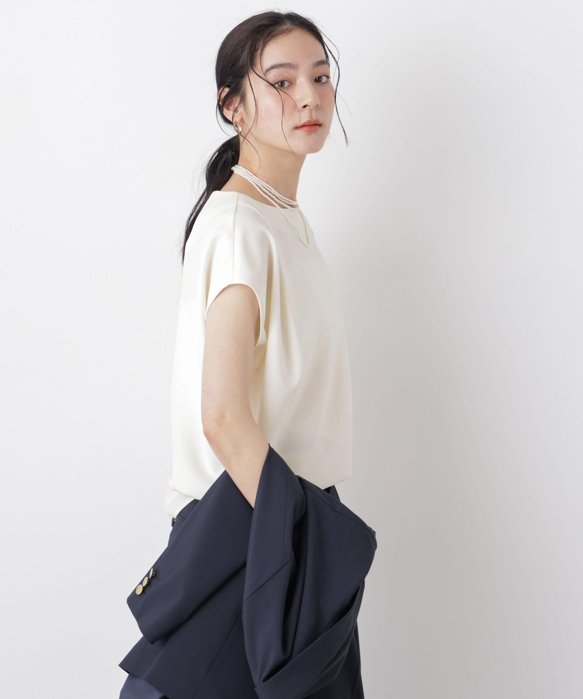 nano･universe「DressT/ボートネックタックコクーンブラウス」|シャツ・ブラウス|