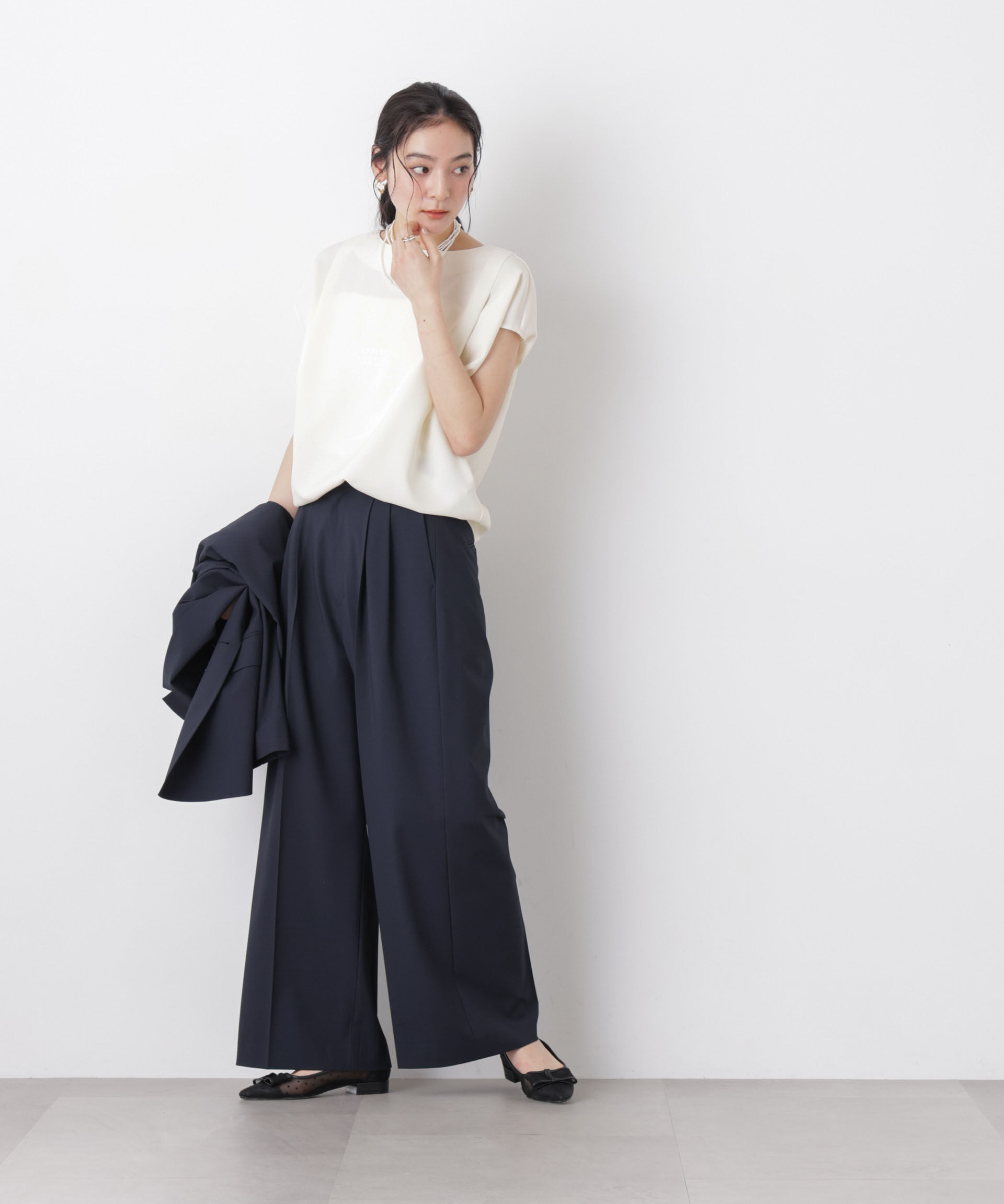 nano･universe「DressT/ボートネックタックコクーンブラウス」|シャツ・ブラウス|