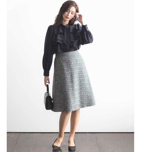 組曲「【KUMIKYOKU NAVY】ラメループモールツイード フレアスカート」|スカート|