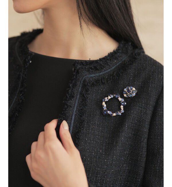 組曲「カラービジュー2セットブローチ」|ブローチ・コサージュ|ネイビー系