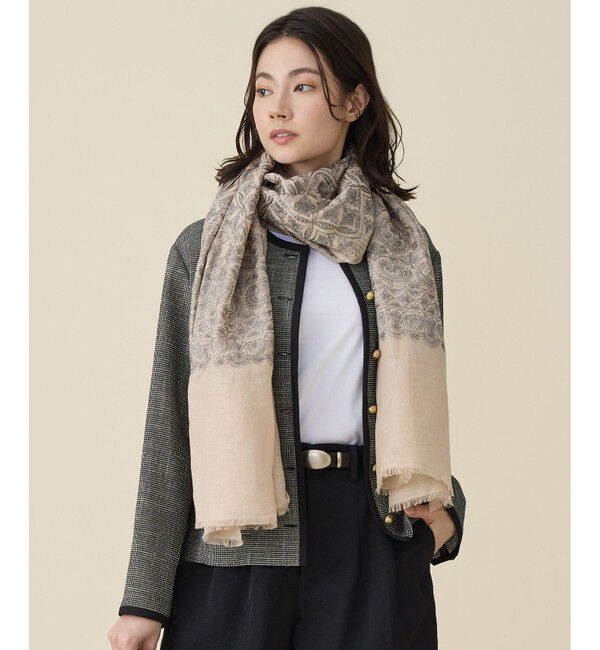 自由区「レースエンブロイダリー ストール」|バンダナ・スカーフ|ﾍﾞｰｼﾞｭ&times;