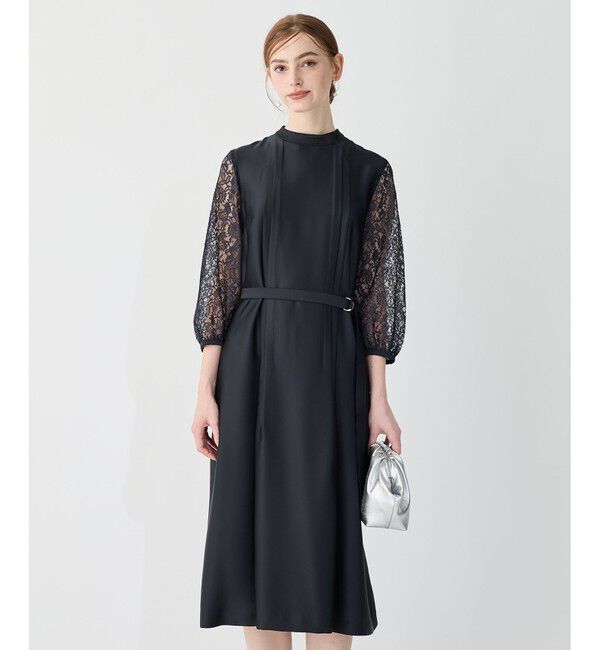 23区「【APPLAUDIR】ノーブルサテン レースコンビドレス」|ドレス|ネイビー系