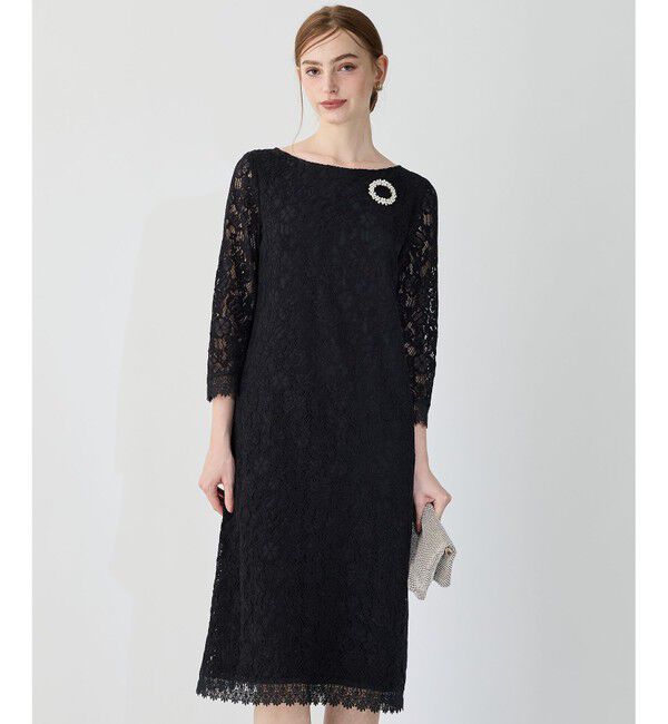 23区「【APPLAUDIR】モールフラワーレース ドレス」|ドレス|ネイビー系