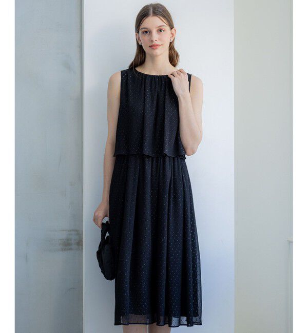 23区「【APPLAUDIR】ドットシアークレープ ドレス」|ドレス|ブラック系