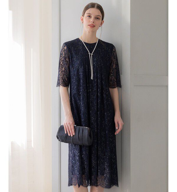 23区「【APPLAUDIR】ブライトフラワーレース ドレス」|ドレス|ネイビー系