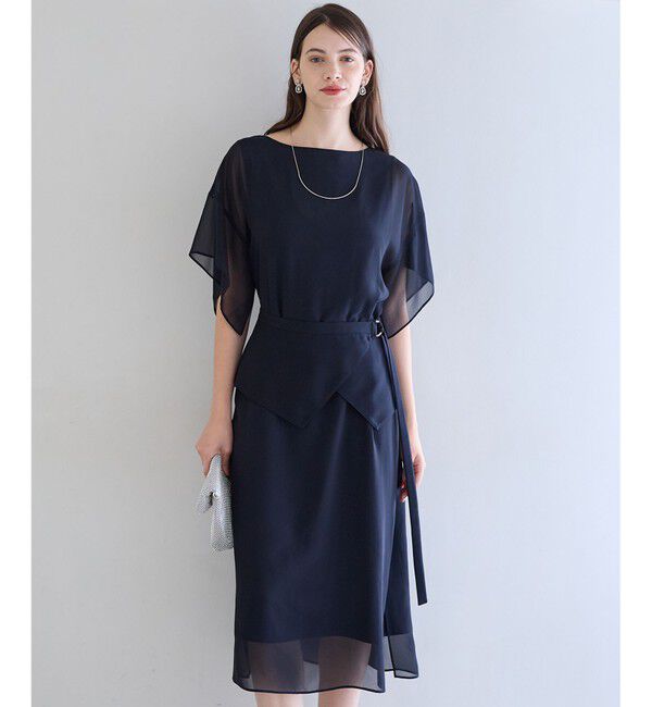 23区「【APPLAUDIR】シフォンジョーゼット コンビドレス」|ドレス|ネイビー系