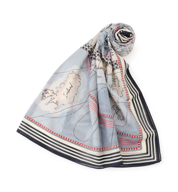23区「コットンシルク マップ柄 ストール」|ストール|