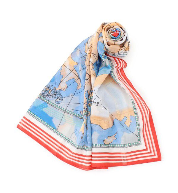 23区「コットンシルク マップ柄 ストール」|ストール|