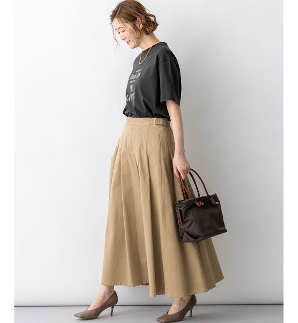 23区「ストレッチギャバ チノ タックフレアスカート」|スカート|