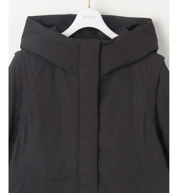 ANY SIS「【撥水・洗える】2WAYドロストフーディミドル ダウン」|ダウン|