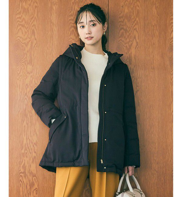 ANY SIS「【撥水・洗える】2WAYドロストフーディミドル ダウン」|ダウン|ネイビー