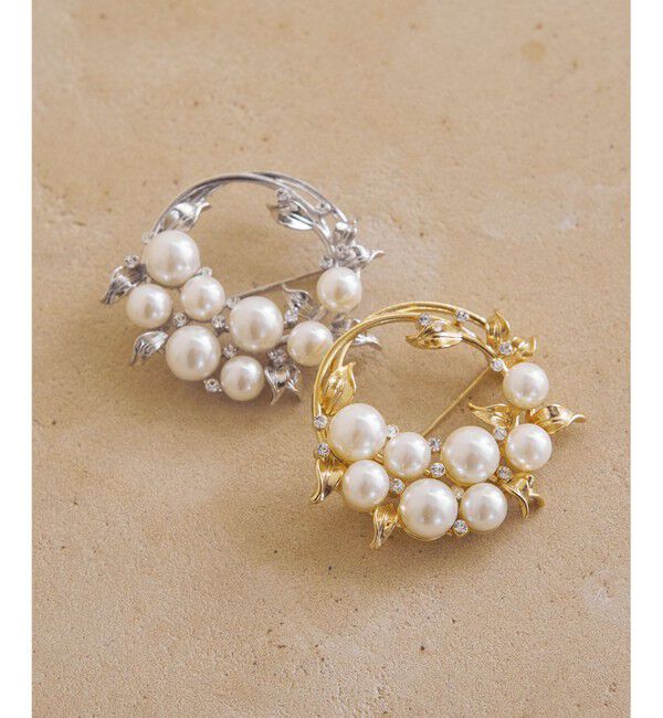 ANY SIS「ドロップパール調 ブローチ」|ブローチ・コサージュ|ゴールド