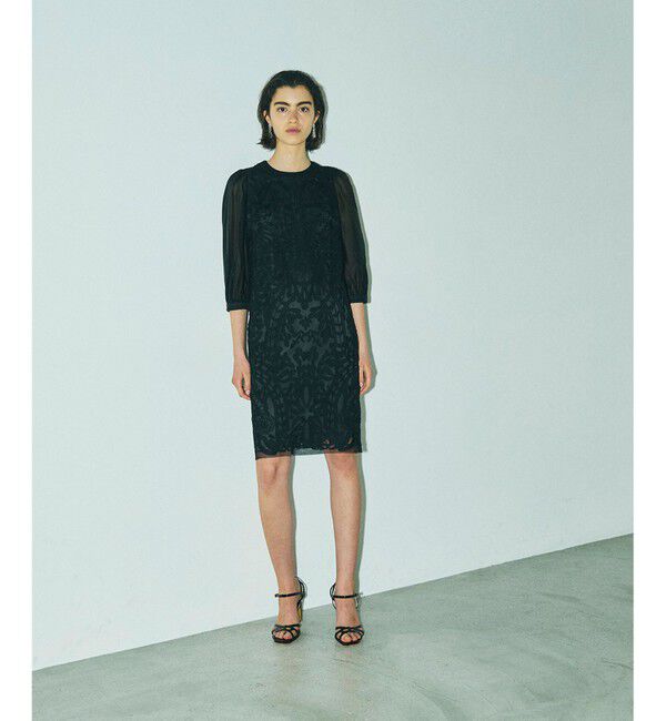 GRACE CONTINENTAL「オーガン袖コード刺繍ドレス」|ドレス|