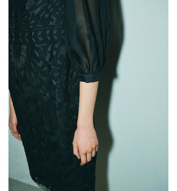 GRACE CONTINENTAL「オーガン袖コード刺繍ドレス」|ドレス|
