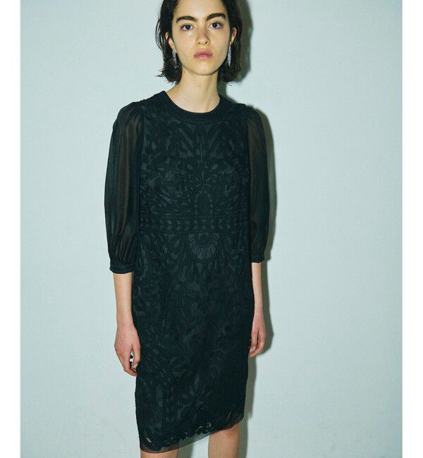 GRACE CONTINENTAL「オーガン袖コード刺繍ドレス」|ドレス|