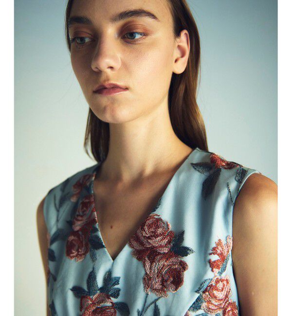 GRACE CONTINENTAL「ローズ刺繍フレアドレス」|ドレス|