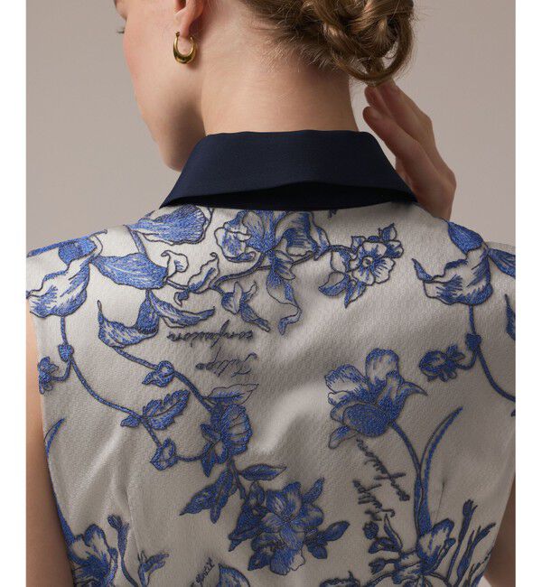 GRACE CONTINENTAL「フラワー刺繍ボウタイドレス」|ドレス|