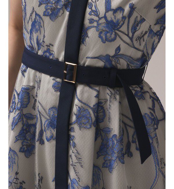 GRACE CONTINENTAL「フラワー刺繍ボウタイドレス」|ドレス|