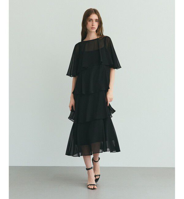 Grace Class「シフォンケープドレス」|ドレス|ブラック