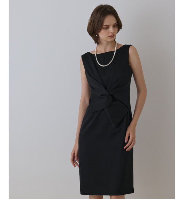 GRACE CONTINENTAL「サテンクロスドレープワンピース」|ドレス|ブラック