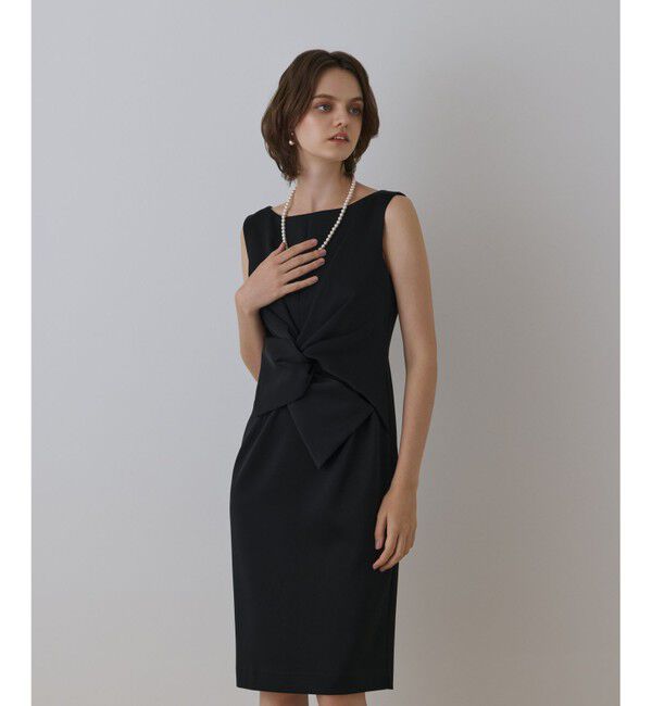 GRACE CONTINENTAL「サテンクロスドレープワンピース」|ドレス|